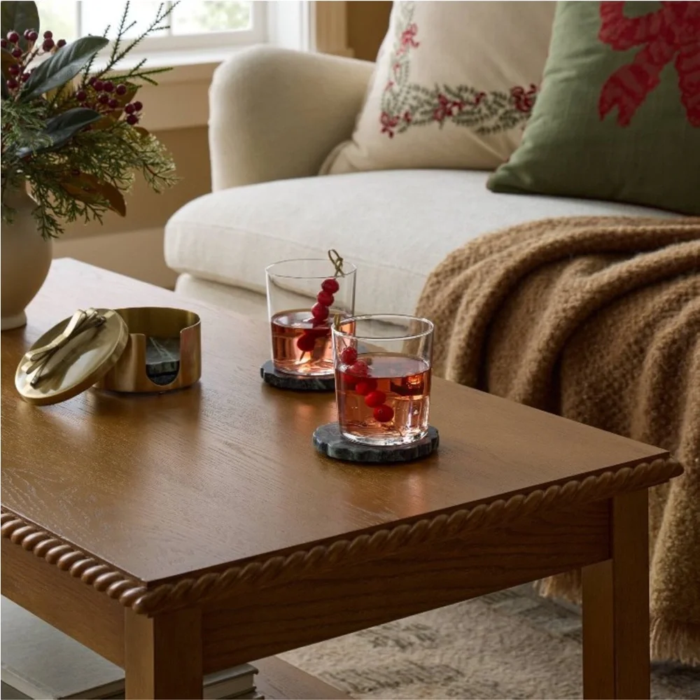 4pc Scallop Marble Coaster Set - Threshold designed with Studio McGee